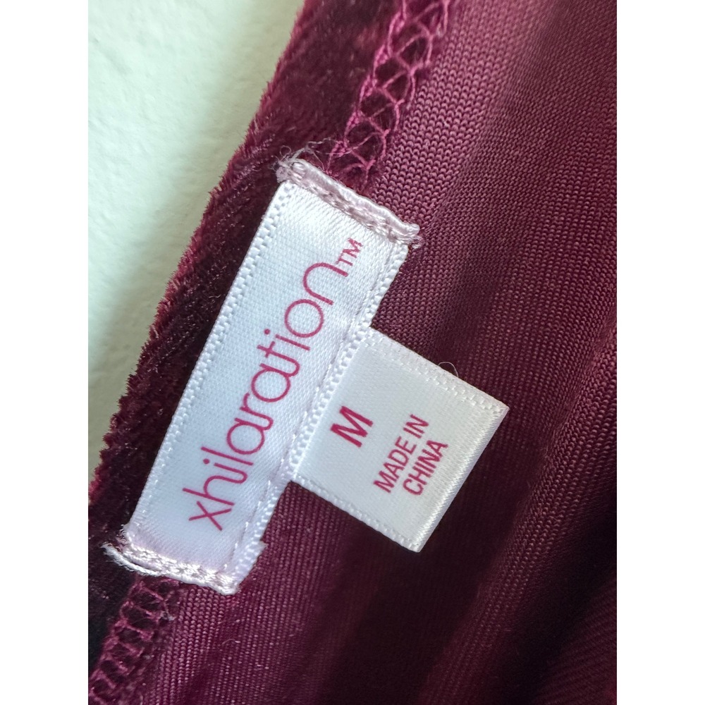 Women's Burgundy Crushed Velvet Wide Leg Jumpsuit Medium Whimsigoth - Picture 7 of 12